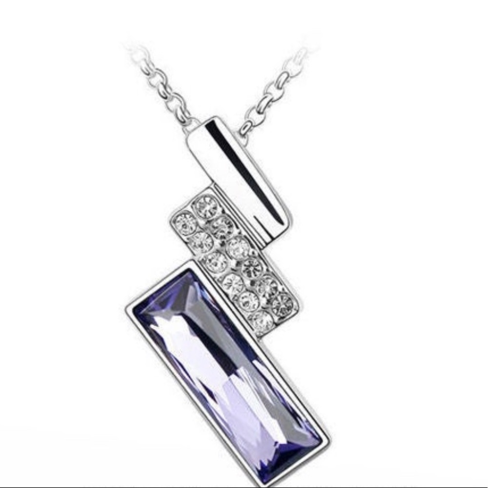 18kt Wt Gold Plated Amethyst Forever Love Necklace
